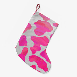 Petite Chaussette De Noël Vache rose et blanc chaud