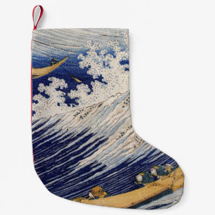 Petite Chaussette De Noël Vagues océaniques Hokusai Bateaux en mer