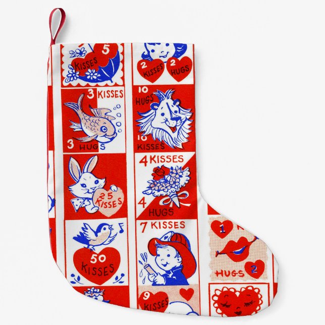 Petite Chaussette De Noël Valentine Retro Love Hugs Motif (Devant)