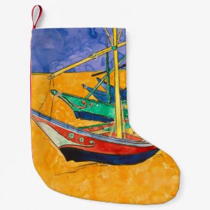 Petite Chaussette De Noël Van Gogh Bateaux Plage impressionniste