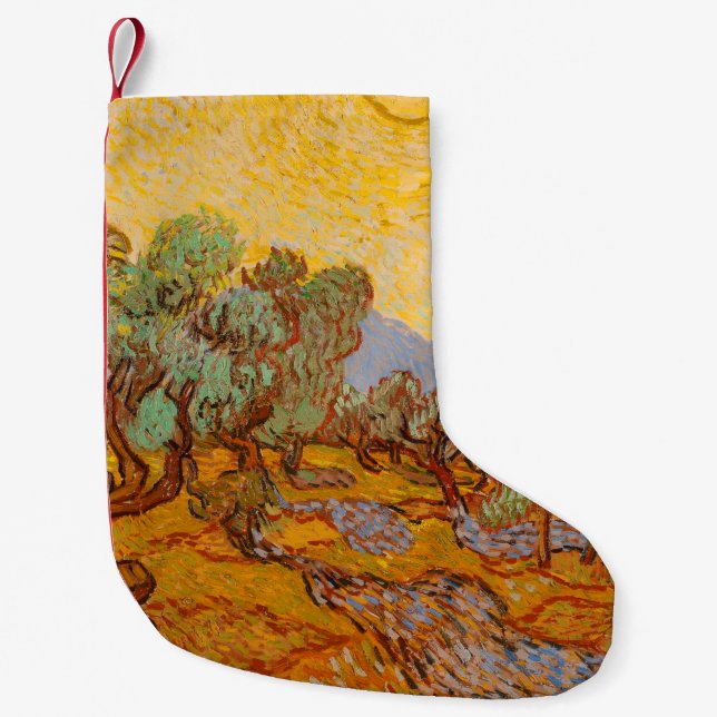 Petite Chaussette De Noël Van Gogh Olive Trees Soleil Jaune Ciel (Devant)