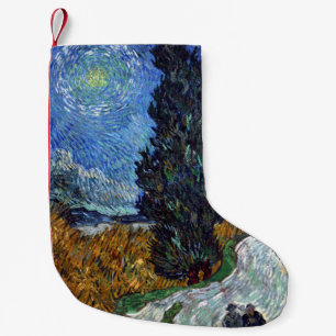 Petite Chaussette De Noël Van Gogh Road Avec Cyprès Impressionnisme