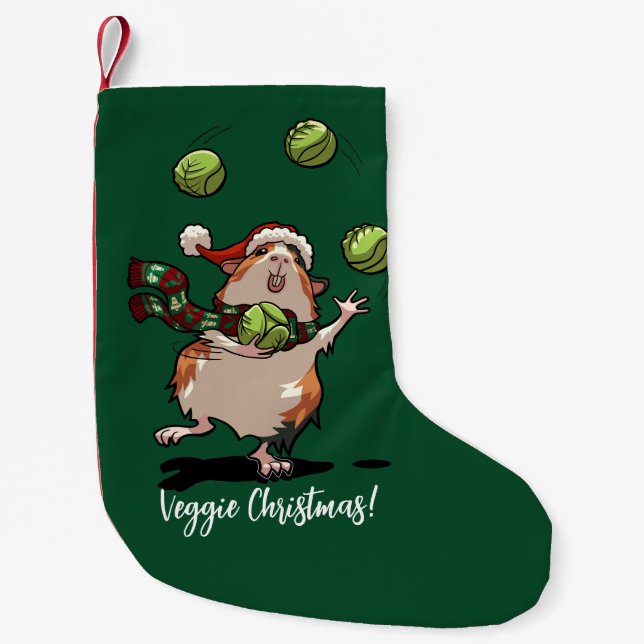 Petite Chaussette De Noël Véguin Noël ! Guinéen Pig En Jonglage Des Germes (Devant)