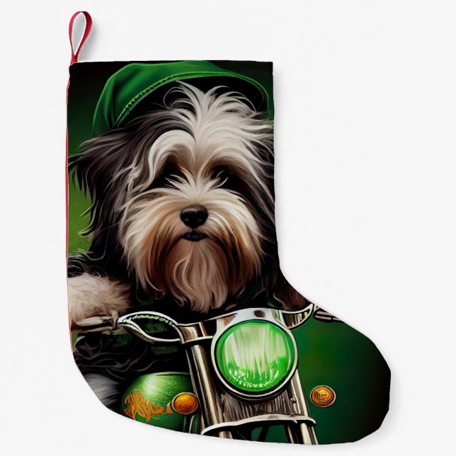 Petite Chaussette De Noël Vélo de conduite de chien Havanais St. Patrick's D (Devant)