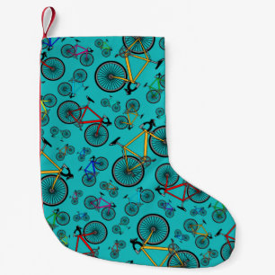 Petite Chaussette De Noël Vélos turquoise