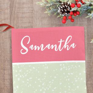 Petite Chaussette De Noël Vert rose personnalisé Noël mignon