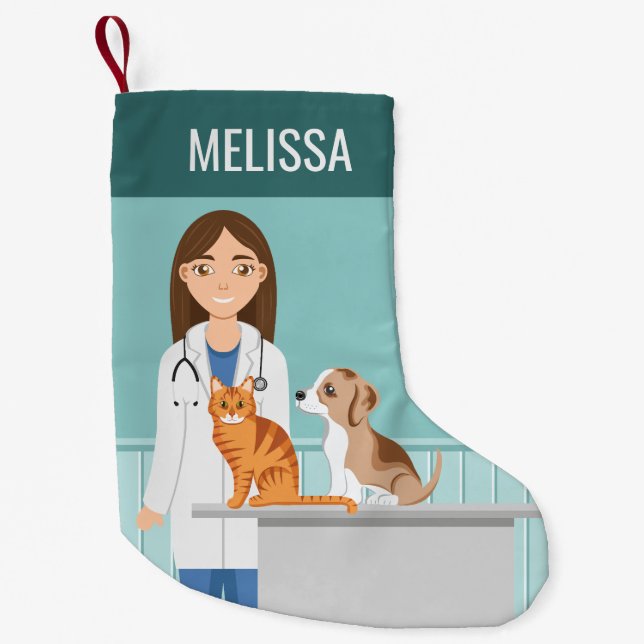 Petite Chaussette De Noël Vétérinaire Femme vétérinaire vétérinaire vétérina (Devant)