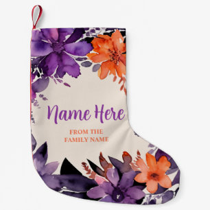 Petite Chaussette De Noël Vibes de Noël mauve et orange