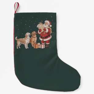 Petite Chaussette De Noël Vieux Santa Golden Retriever Noël Maman Chien