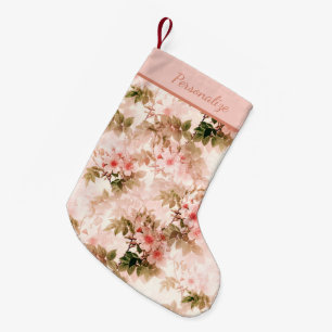 Petite Chaussette De Noël Vintage Motif chic et élégant à la florale rose vi