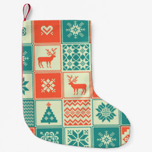 Petite Chaussette De Noël Vintage patchwork de Noël sans couture motif. Bac