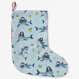 Petite Chaussette De Noël Vintage pirate requin drôle animal marin main sauv