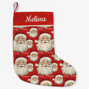 Petite Chaussette De Noël Vintage Retro Père Noël Face rouge