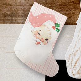 Petite Chaussette De Noël Vintage rose Père Noël Wink Noël Stocker