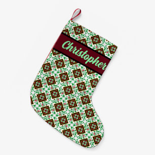 Petite Chaussette De Noël Vintage Rouge Vert Blanc Barcelone Floral