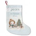 Vintage Snowman Boy Blue 1er Noël Stocker