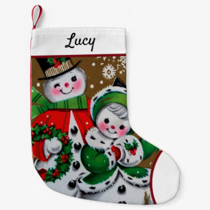 Petite Chaussette De Noël Vintage Snowman Holiday Joyeux Noël