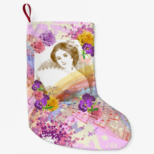 Petite Chaussette De Noël Vintage Ventilateur Lady Pretty Rose Noël Stocker
