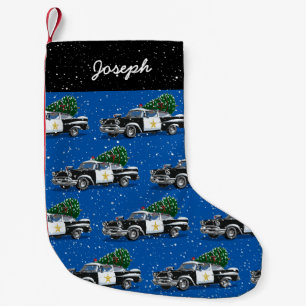 Petite Chaussette De Noël Vintage voiture de police Noël arbre personnalisé