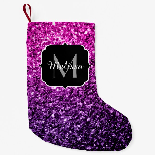 Petite Chaussette De Noël Violet rose ombre faux parties scintillant scintil (Devant)