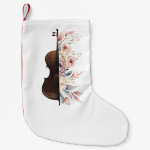 Petite Chaussette De Noël Violon aux fleurs.