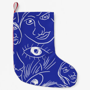 Petite Chaussette De Noël Visage de beauté : dessin à une ligne.