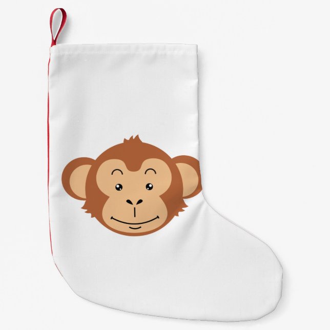 Petite Chaussette De Noël Visage de singe (Devant)