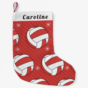 Petite Chaussette De Noël Volleball Ball Snowflake Enfants Nom Noël Sport ro
