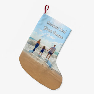 Petite Chaussette De Noël Votre photo Noël Stocker et Nom de texte personnal