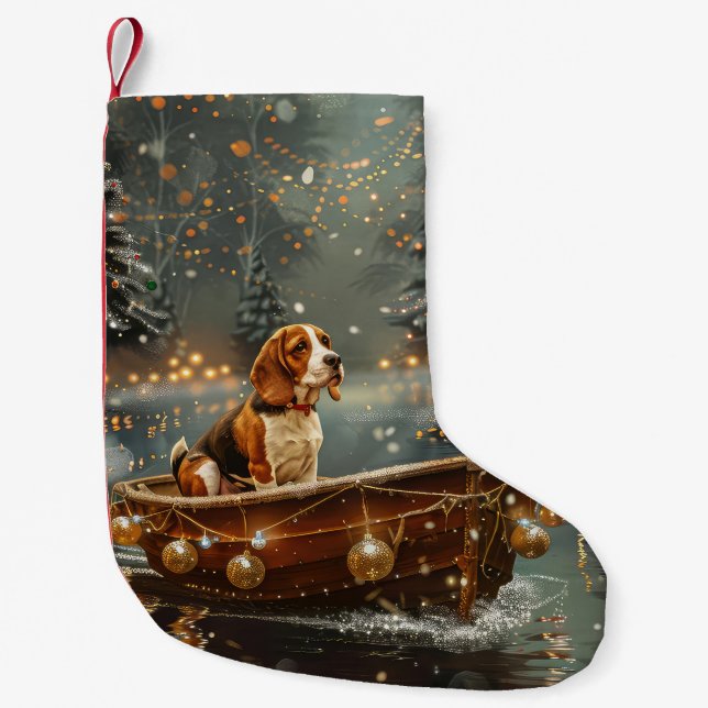 Petite Chaussette De Noël Voyage festif de Noël beagle (Devant)