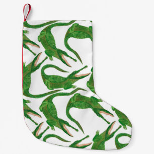 Petite Chaussette De Noël watercolor painting seamless pattern with crocodil