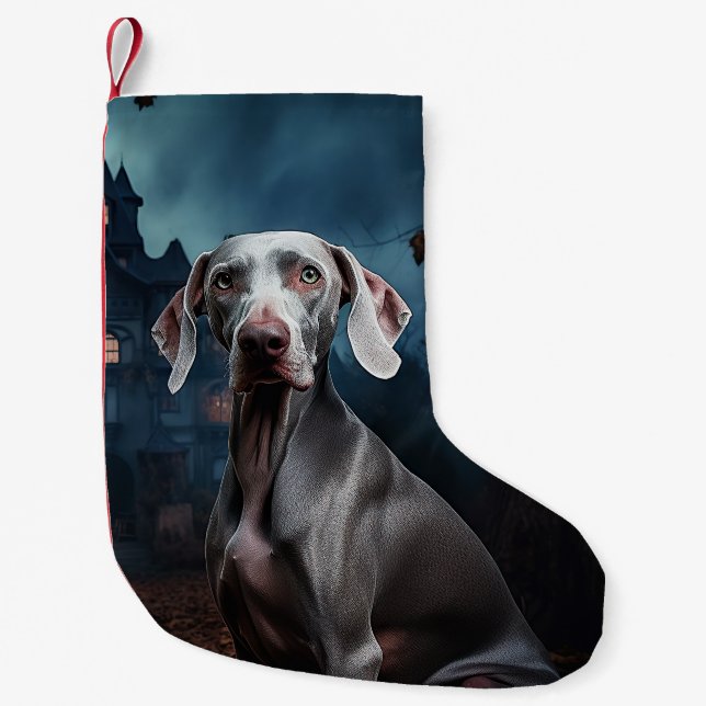 Petite Chaussette De Noël Weimaraner Halloween effroi (Devant)