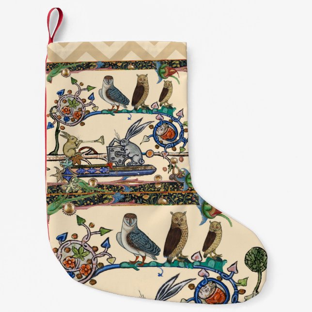 Petite Chaussette De Noël WEIRD MEDIEVAL BESTIARY MAKING MUSIC Owls ,Rabbits (Devant)