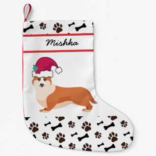 Petite Chaussette De Noël Welsh Corgi Chien Noël Avec Nom De Chien Personnal