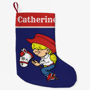 Petite Chaussette De Noël Western Cowgirl Kid On Stick Horse
