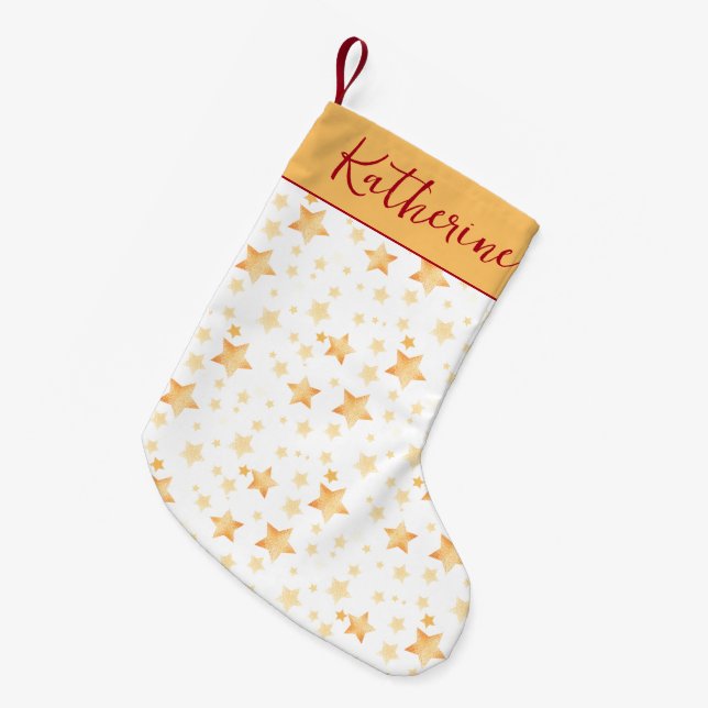 Petite Chaussette De Noël White Gold Stars Motif de saison tendance Noël (Devant (Accrochage))