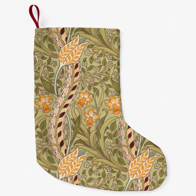 Petite Chaussette De Noël William Morris Daffodil Garden Flower Classic Bota (Devant)