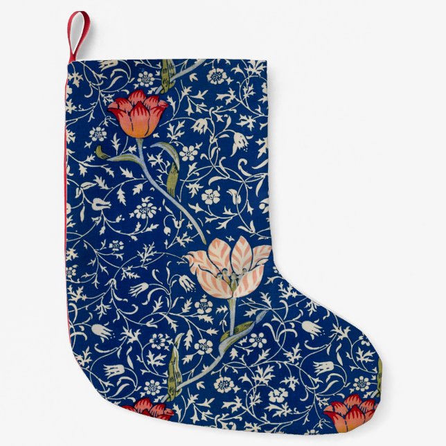 Petite Chaussette De Noël William Morris Medway Floral bleu (Devant)