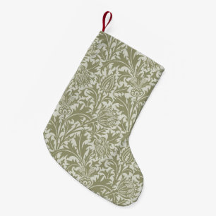 Petite Chaussette De Noël William Morris Thistle Sage Green Motif