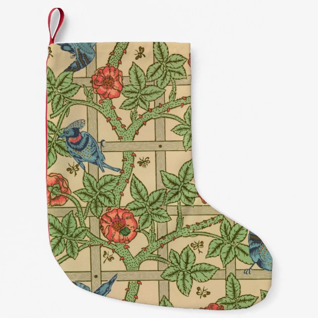 Petite Chaussette De Noël William Morris Trellis Design classique de papier  (Devant)