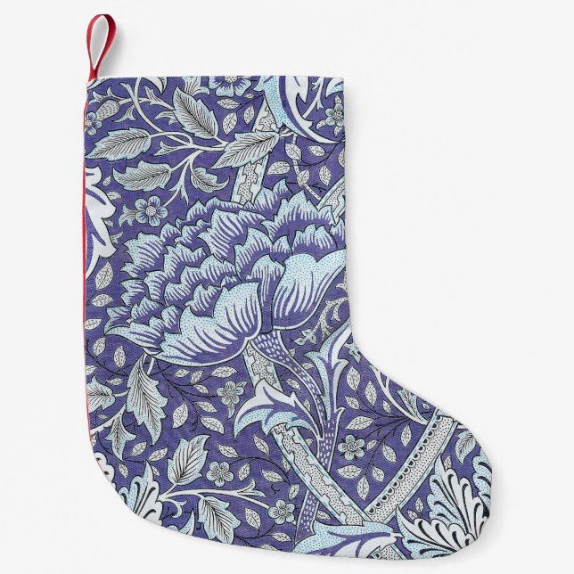 Petite Chaussette De Noël William Morris Windrush fleurs bleues (Devant)