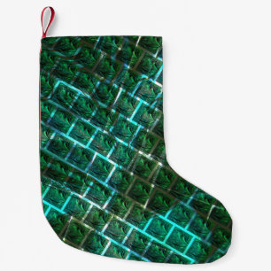 Petite Chaussette De Noël 'Yeux encadrés verts', rayures et râtonnages bleus