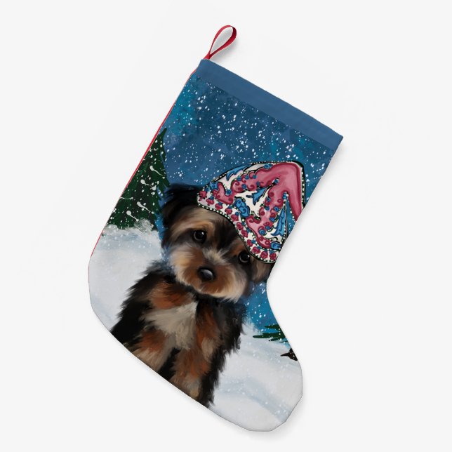 PETITE CHAUSSETTE DE NOËL YORKIE POO (Devant (Accrochage))