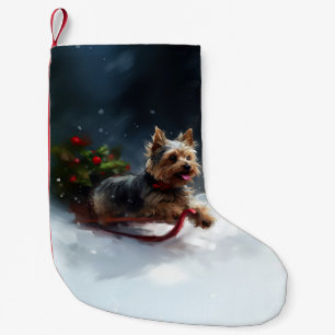 Petite Chaussette De Noël Yorkshire Terrier neige de Noël hiver