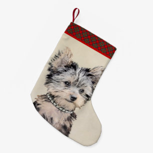 Petite Chaussette De Noël Yorkshire Terrier Puppy Peinture Chien original