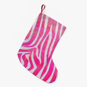 Petite Chaussette De Noël Zebra Hot Pink et White Print