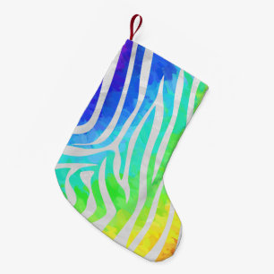 Petite Chaussette De Noël Zebra Rainbow et White Print