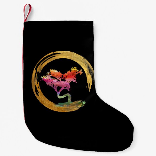 Petite Chaussette De Noël Zen Bonsai Arbre japonais Cercle Enso Art asiatiqu (Devant)