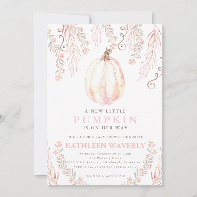 Petite Citrouille Baby shower d'automne Invitation (Devant)