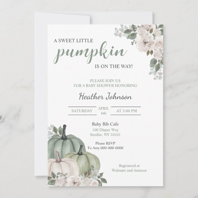Petite Citrouille douce Invitation Baby shower d'a (Devant)